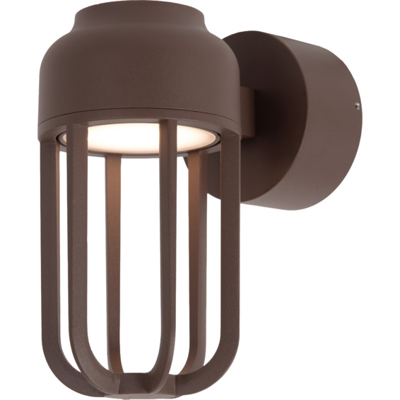 Lucide Wells vegglampe inn/utendørs Ø 10 cm 1x8W IP54 brun