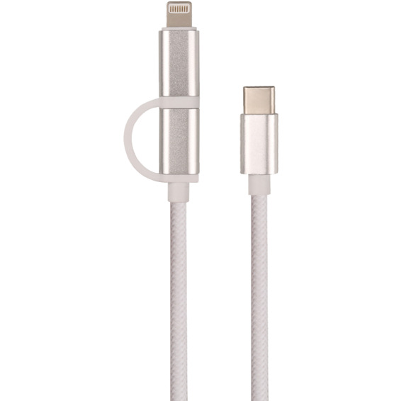 J&EL Ladekabel USB-C til USB-C og Lightning 1m hvit
